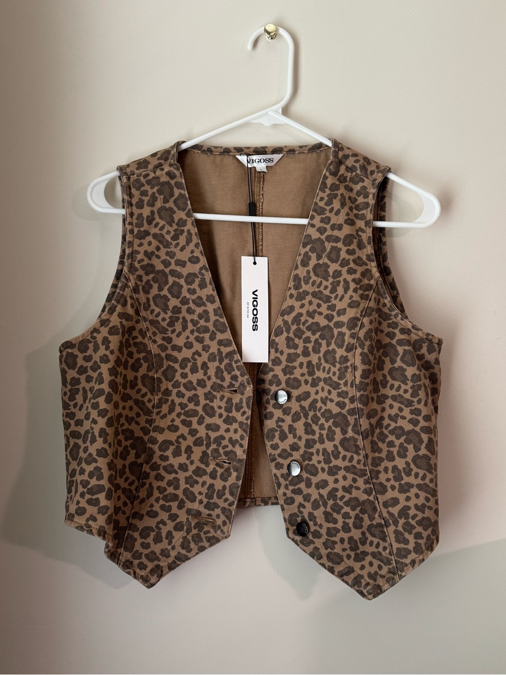 Vigoss Denim Leopard Print Vest